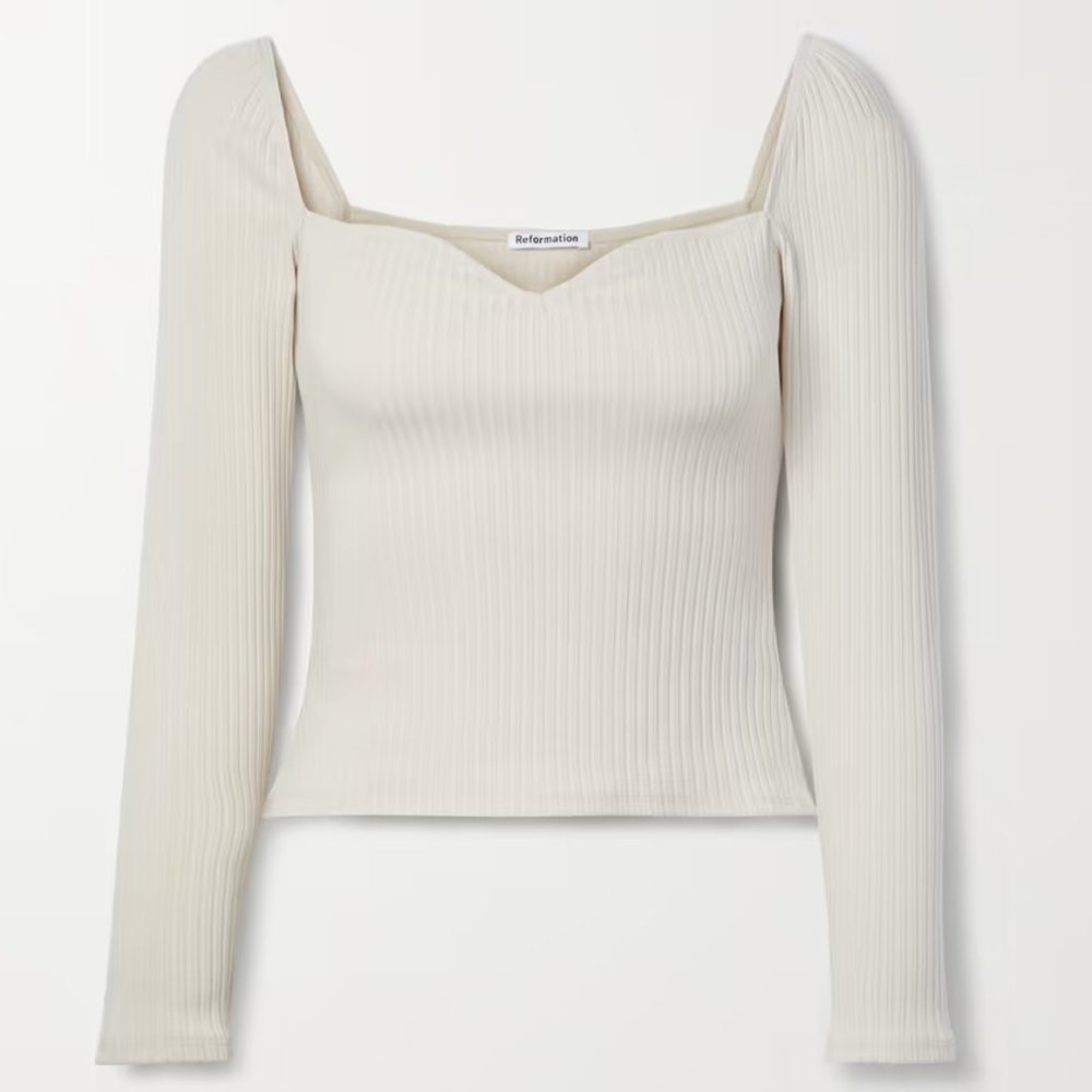 Reformation (never worn) october ribbed knit top
